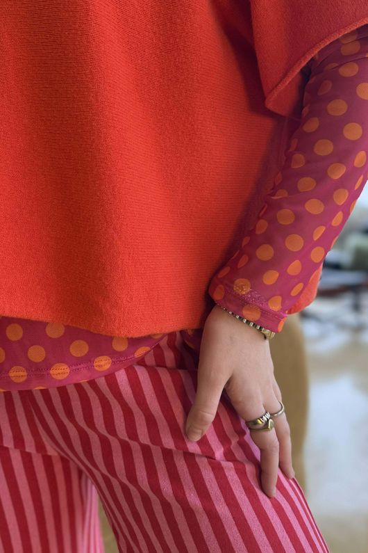 Bobby Mesh Layering Top Dopamine Dot Hot Pink Sunset